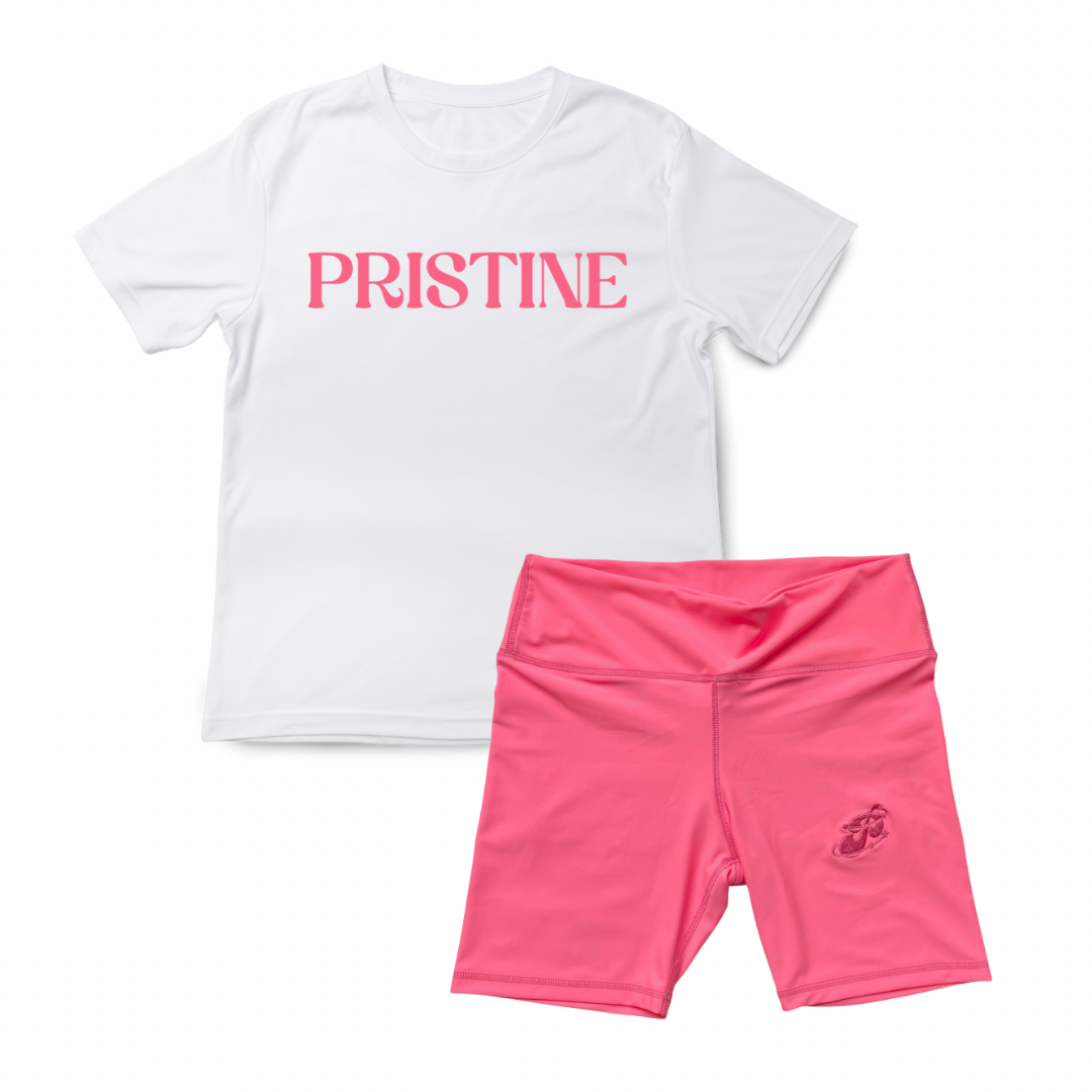Pristine Women Pink Biker Short Set