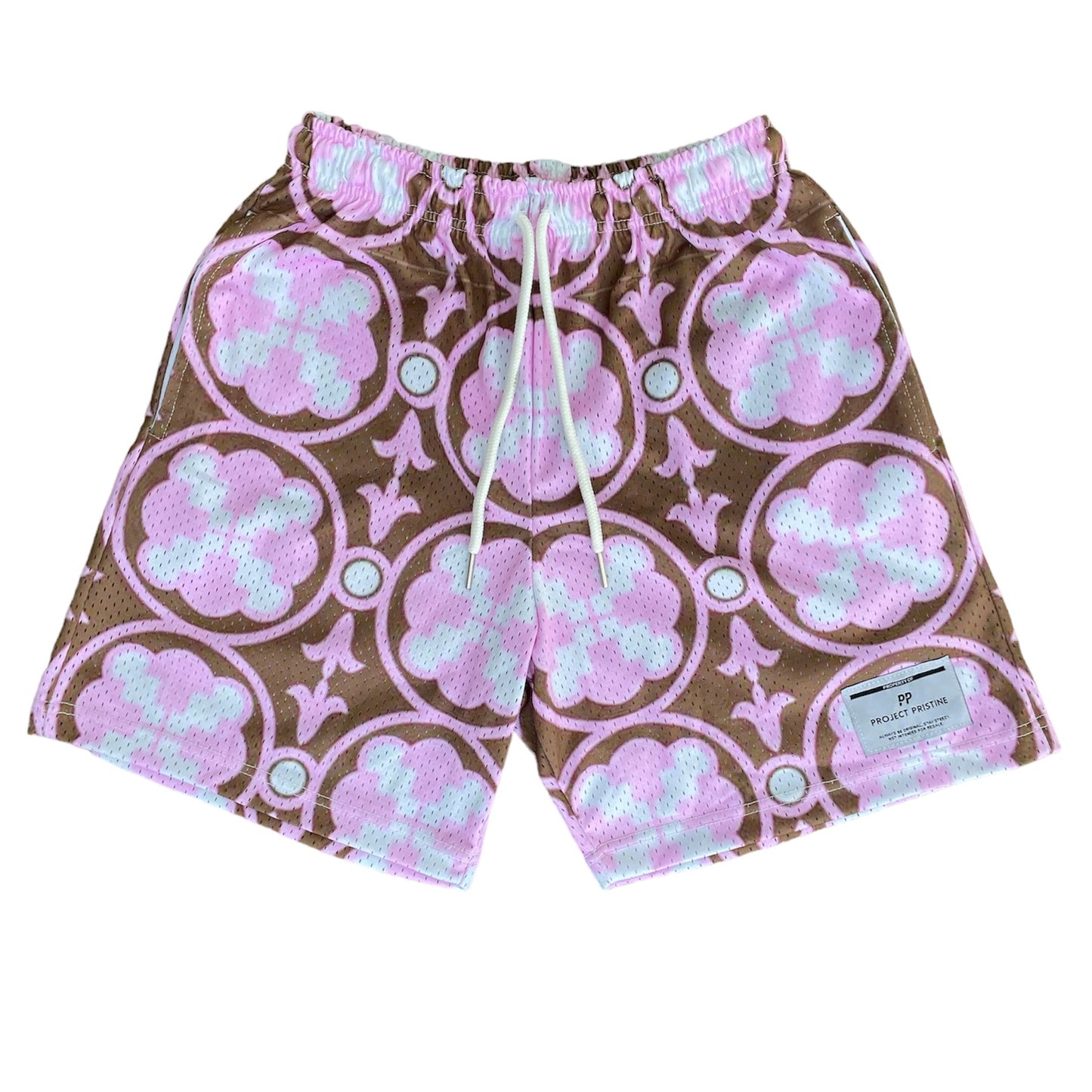 Brown & Pink Designer Mesh Shorts