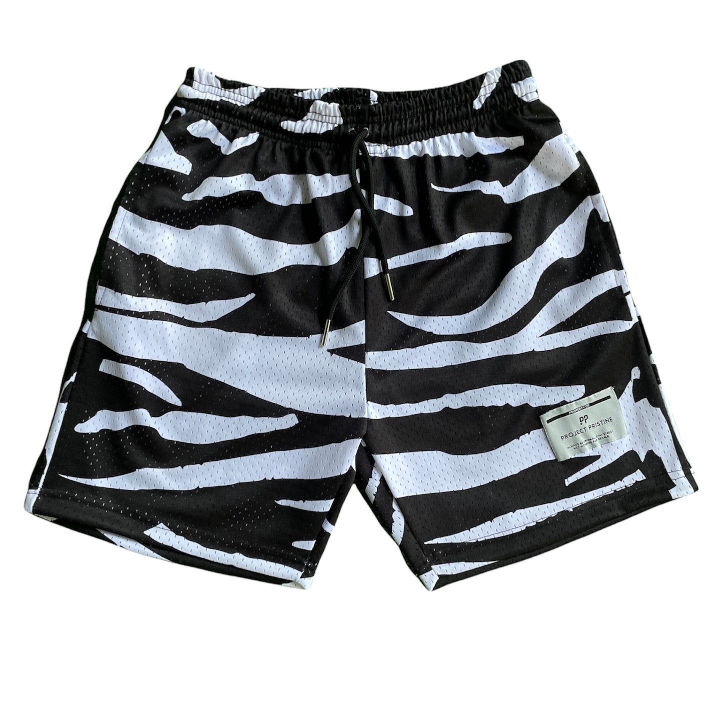 Black & White Tiger Stripe Mesh Shorts